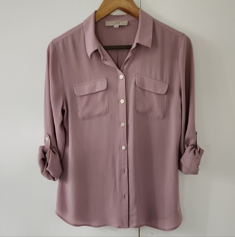 LOFT dusty pink blouse (MP) - Picture 3 of 6